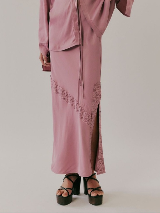 Free People Dresses & Skirts - Free People Purple Lace-Trim Midi Skirt